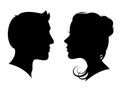 Man and woman silhouette face to face - vector for stock